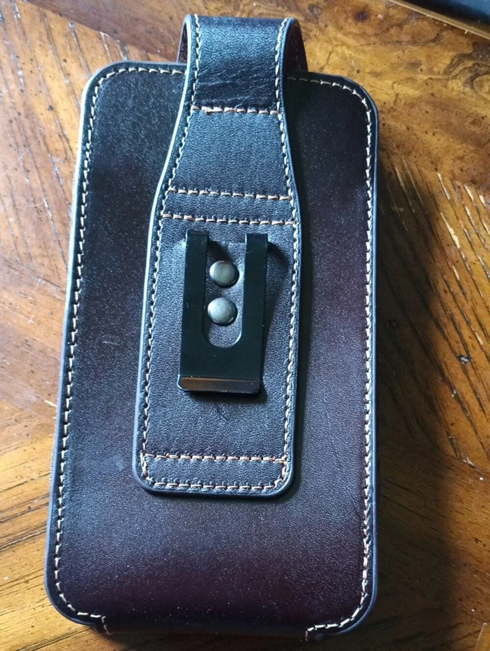 Brown Tooled Leather Phone Holster with Horse Design